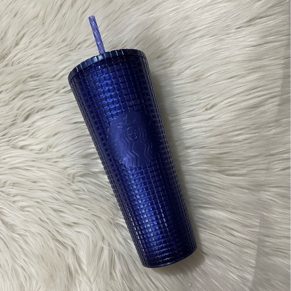 NWT Starbucks Summer 2023 ‘Cobalt Blue Pearl Grid’ Glitter Tumbler - Picture 1 of 5